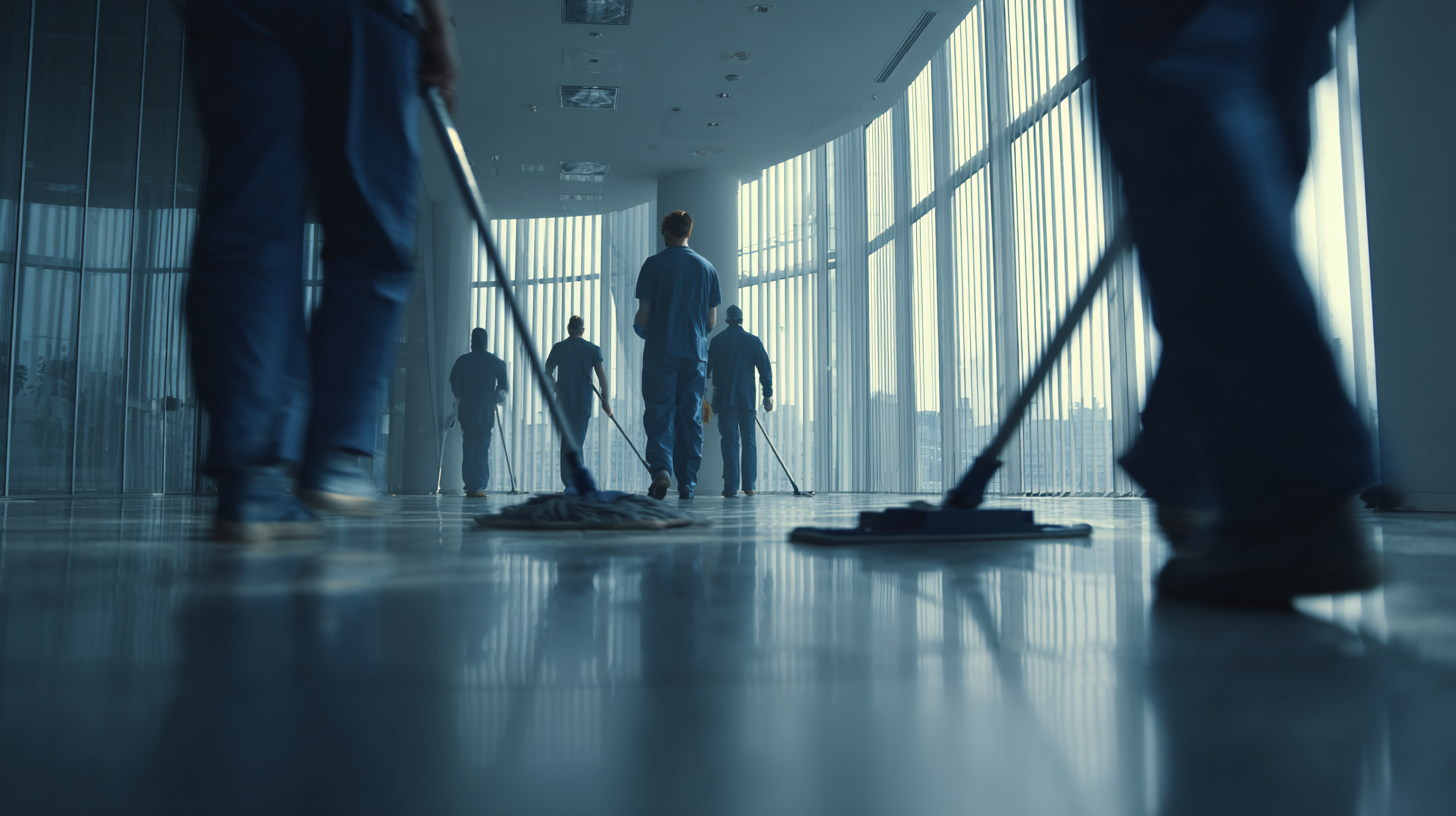 Quality team performing floor maintenance