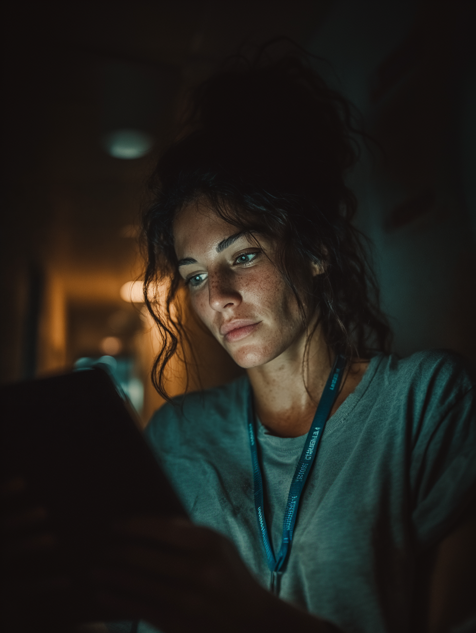 Team member verifying attendance on tablet