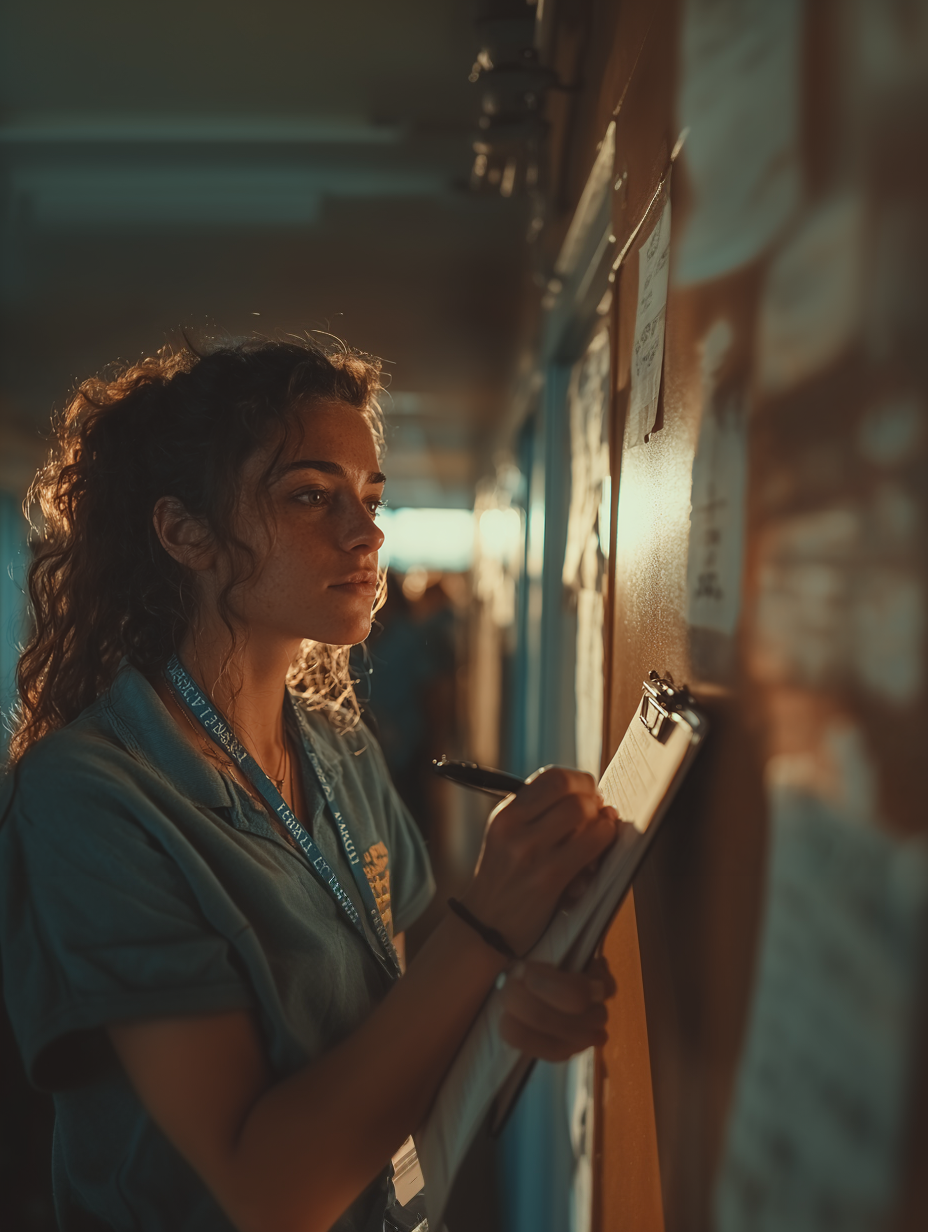 Supervisor documenting task completion